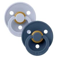 Set 2 suzete rotunde din latex BIBS Dusty Blue/Steel Blue (0-6 luni) foto