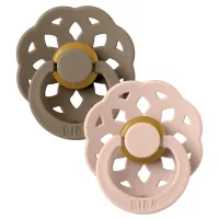 Набор из 2 круглых латексных пустышек BIBS Boheme Dark Oak/Blush (0-6 мес.) foto