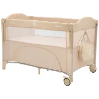 Patut pliabil cu 2 nivele KikkaBoo Milky Way Beige foto