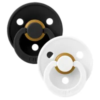 Set 2 suzete rotunde din latex BIBS Colour Black/White (0-6 luni) foto