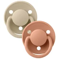 Набор из 2 круглых силиконовых пустышек BIBS De Lux Vanilla/Peach (0-36 мес.) foto