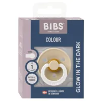 Suzeta rotunda din latex BIBS Glow Vanilla (0-6 luni) - Ambalaj premium