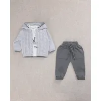 Leo King Baby Boy Set Of 3 Pieces - GREY/D.GREY 8004/2 3-6 / 62-68cm