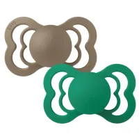 Set 2 suzete simetrice din silicon BIBS Supreme Dark Oak/Evergreen (0-6 luni) foto