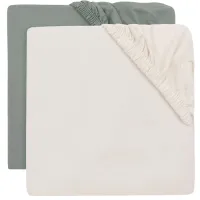 Cearsaf cu elastic Jollein Jersey Sea Green/Ivory, 120x60 cm, 2 buc.