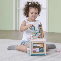 Деревянный бизикуб "Игровой куб 5 в 1"