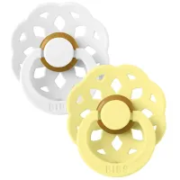 Набор из 2 круглых латексных пустышек BIBS Boheme White/Sunshine (0-6 мес.) foto