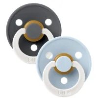 Набор из 2 круглых пустышек BIBS Colour Glow Iron/Baby Blue (18-36 мес.) foto