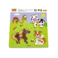 Puzzle din lemn cu buton „Animalele de la fermă"