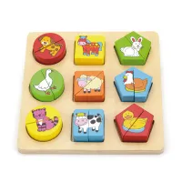 Puzzle-sorter din lemn "Animalele de la fermă"