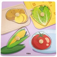 Puzzle din lemn cu buton „Legume"