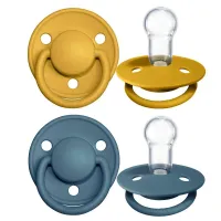 Set 2 suzete rotunde din silicon BIBS De lux Mustard/Petrol (0-36 luni) foto