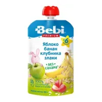 bebi premium piure mere-banane-capsuni-cereale (6 m+) 90 gr.