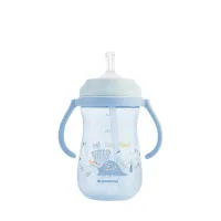 Cana cu pai KikkaBoo Dino World Blue, 300 ml foto