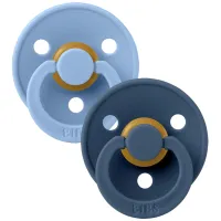 Set 2 suzete rotunde din latex BIBS Colour Sky Blue/Steel Blue (6-18 luni) foto