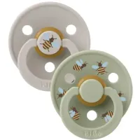 Set 2 suzete rotunde din latex BIBS Studio Colour Bumblebee - Mushroom/Sage (0-6 luni) foto