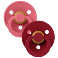 Set 2 suzete rotunde din latex BIBS Colour Coral/Ruby (0-6 luni) foto