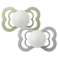 Набор из 2 симметричных силиконовых пустышек BIBS Supreme Glow Sage/Cloud (0-6 мес.) foto