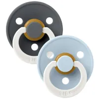 Набор из 2 круглых пустышек BIBS Colour Glow Iron/Baby Blue (6-18 мес.) foto