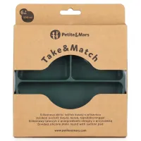 Овальная силиконовая тарелка с отделениями Petite&Mars Take&Match Misty Green foto