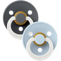 Set 2 suzete rotunde din latex fosforescente BIBS Colour Glow Iron/Baby Blue (0-6 luni) foto