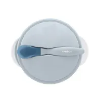 Set castron cu ventuza si lingurita cu senzor de temperatura KikkaBoo Blue foto