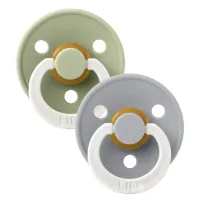 Set 2 suzete rotunde din latex fosforescente BIBS Colour Glow Sage/Cloud (6-18 luni) foto