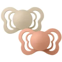 Set 2 suzete anatomice din latex BIBS Couture Vanilla/Peach (0-6 luni) foto
