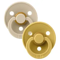 Set 2 suzete rotunde din latex BIBS Colour Vanilla/Mustard (6-18 luni) foto