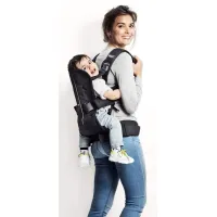 Marsupiu anatomic BabyBjorn One Denim Grey cu pozitii multiple de purtare, bumbac foto