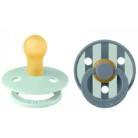 Set 2 suzete rotunde din latex BIBS Studio Colour Block - Nordic Mint Petrol Mix (0-6 luni) foto