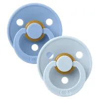 Set 2 suzete rotunde din latex BIBS Colour Sky Blue/Baby Blue (0-6 luni) foto