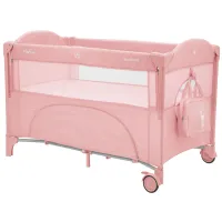 Patut pliabil cu 2 nivele KikkaBoo Milky Way Pink foto