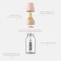 Biberon din sticla anticolici BIBS Iron cu tetina din latex 0+ luni, 225 ml foto