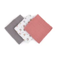Набор из 3 муслиновых пеленок Petite&Mars Moussy Rose Rainbows, 68x68 см foto