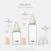 Набор BIBS Ivory Grow & Flow (2 бутылочки с силиконовой соской - медленный, средний и быстрый поток) foto