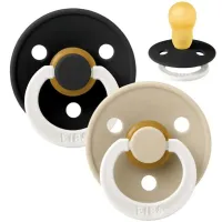 Set 2 suzete rotunde din latex fosforescente BIBS Colour Glow Black/Vanilla (18-36 luni) foto