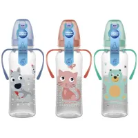 canpol 11/845 Бутылочка с ручкой "happy animals" 250мл. (12+)