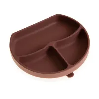 Farfurie din silicon cu 3 compartimente si ventuza BabyJem Mocha foto