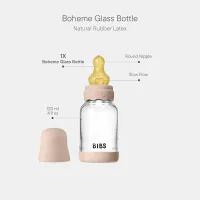 Biberon din sticla anticolici BIBS Boheme Blush cu tetina din latex 0+ luni, 120 ml foto