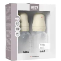 Set 2 biberoane din plastic anticolici BIBS Ivory cu tetina din silicon 0+ luni, 2x150 ml foto