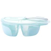 Bol cu 2 compartimente si lingura KikkaBoo Tasty Blue foto