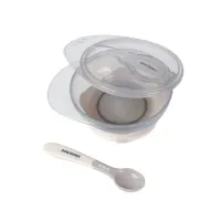 Castron cu ventuza si lingura KikkaBoo Beige, 250 ml foto