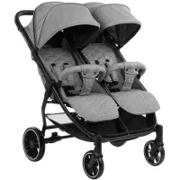Carucior pentru gemeni KikkaBoo Happy 2 Light Grey foto