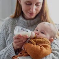 Biberon din sticla anticolici BIBS Blush cu tetina din latex 0+ luni, 225 ml foto