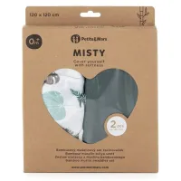 Набор из 2 бамбуковых муслиновых простыней Petite&Mars Misty Green Leaves, 120x120 см foto