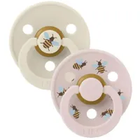 Set 2 suzete rotunde din latex BIBS Studio Colour Bumblebee - Ivory/Petal (6-18 luni) foto