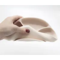 Farfurie din silicon cu 3 compartimente si ventuza BabyJem Ecru