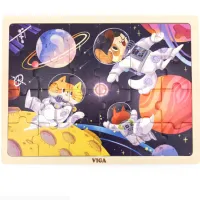Puzzle din lemn "Animalele în cosmos", 24 elem.