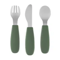 Set tacamuri din otel inoxidabil Petite&Mars Take&Match Misty Green (12+ luni)